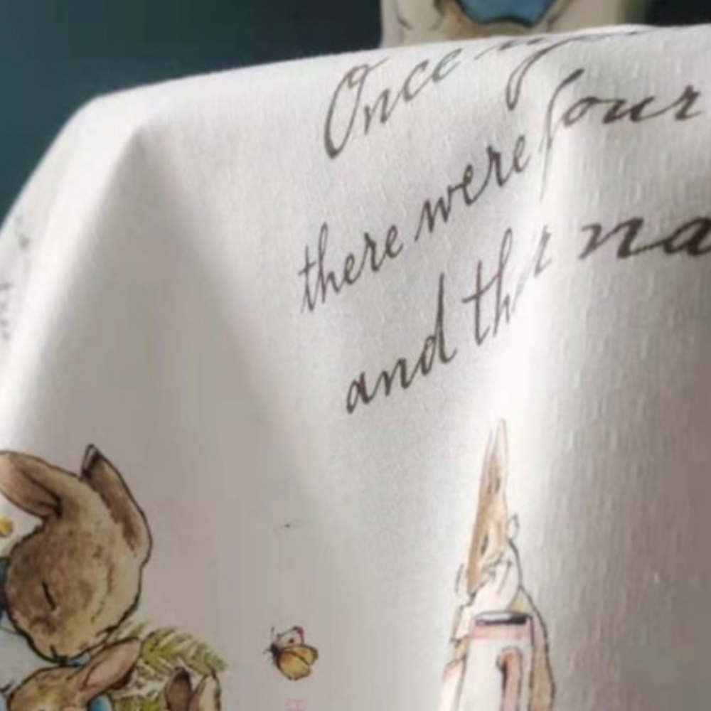 NEW Beatrix Potter Garden tablecloth Cotton Peter Rabbit handmade - Picture 4 of 12